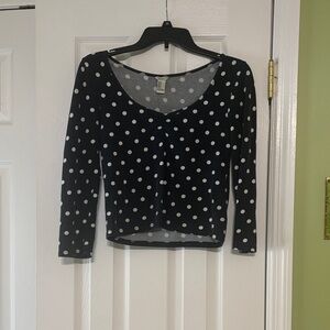 Forever 21 Navy and White Polka Dot Crop Top